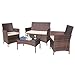 Homall 4 Pieces Outdoor Patio Furniture Sets Rattan Chair Wicker Set, Outdoor Indoor Use Backyard Porch Garden Poolside Balcony Furniture Sets (Brown and Beige) primary