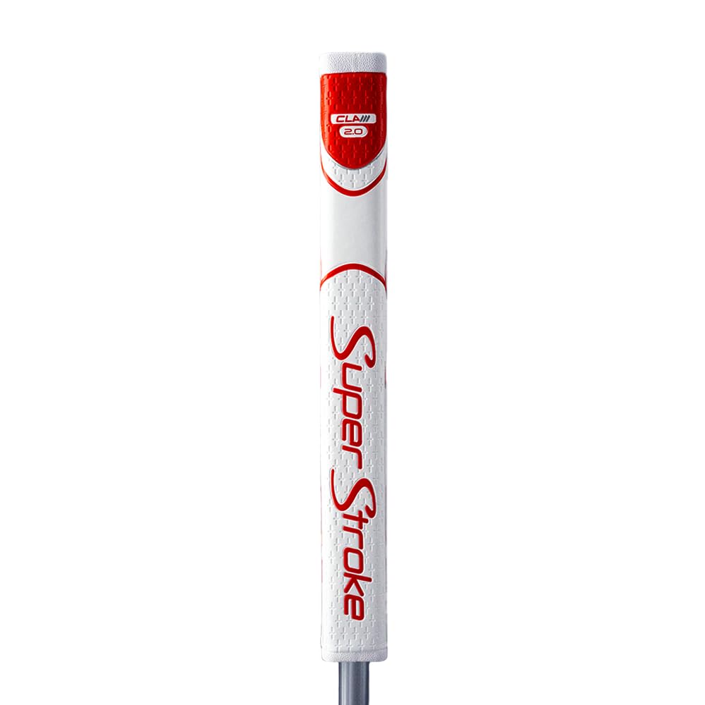 SuperStroke Zenergy Claw 2.0 Putter Grip - Enhanced Grip for Claw Style Putting with Spyne Technology and No-Taper Design for Improved Hand Placement and Consistency - White / Red