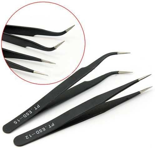 2X Stainless Steel Eyelash Pick Tools Cosmetic Tweezers Nail Art