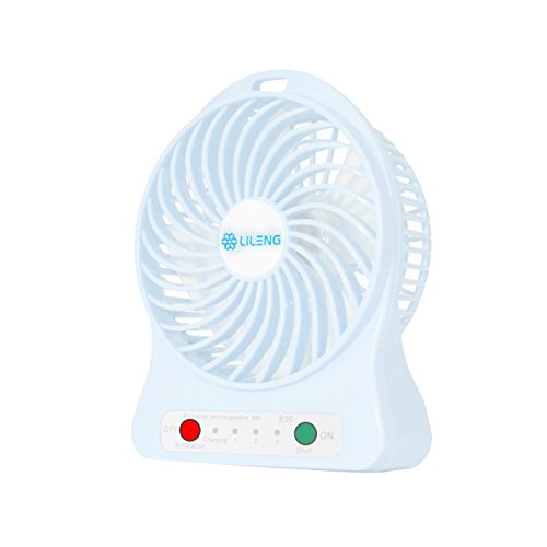 USB Mini Fan Portable Rechargeable Desktop Fan Powered by USB and A 18650 Battery Mini Air Conditioner Ideal for Summer Travel Walking (White)