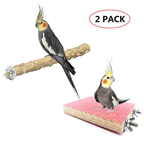 Vehomy Bird Perch Stand Platform Natural Wood Bird Perch Paw Grinding for Pet Parrot Budgies Parakeet Cockatiels Conure Lovebirds Hamster Gerbil Rat Mouse Cage Accessories 2Packs