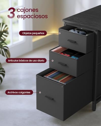 Escritorio en Forma de L, con Enchufes, Luces LED, Cajones y Soporte para Monitor, 140 x 100 x 150 cm, Negro, para Oficina en Casa y Gaming, Colección Barnet LWD162B101