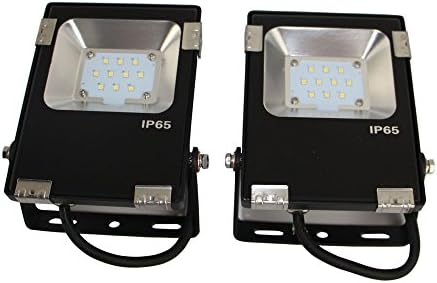 Hothome 2 Pack 10W 110V AC Cool White LED Flood Light Waterproof Outdoor Lights Philips 3030 LEDs CE Driver 1200lm 80W Halogen Bulb Equivalent Black Case [Energy Class A+]