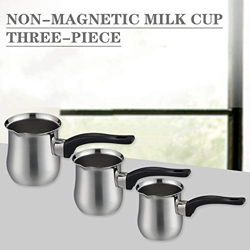 YUSDP 3 Set of Stainless Steel Saucepan Milk Warmer Mini Butter Melting Pot with Side Spouts for Easy Pour with Ergonomic Handle Coffee Sauce Pan Pouring Decanter