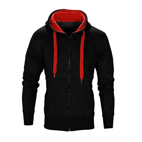 SSYUNO Men Stretchy Trousers Hooded Coat Jacket Pants Jogging Fleece Warm Sports Tracksuit Top & Bottoms Set