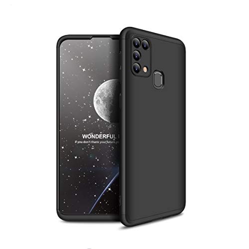 Mobikit Back Cover for Samsung Galaxy M31 3-in-1 360 Full Body Protection Double Dip Matte Hard Back Case (Black)