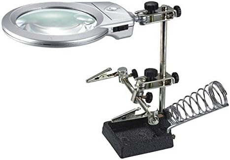 Srate Helping Hand Clip Clamp LED Magnifying Glass Soldering Iron Stand Magnifier Welding Rework Repair Holder Tools
