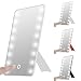 oenbopo Foldable LED Lighted Vanity Mirror with Light, Smart Touch Kickstand 16LED Lighted Vanity Mirror Makeup Cosmetic Countertop Cordless Table Mirror Adjustable Brightness (White)