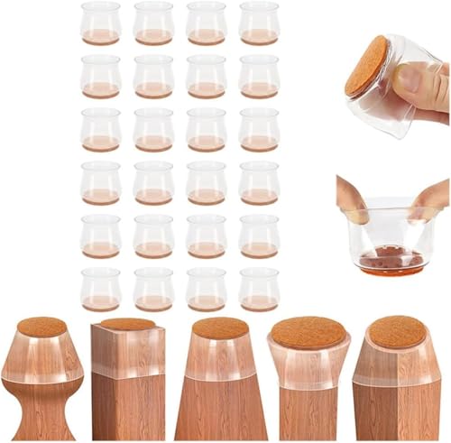 Conjunto Completo 24 Peças Protetores Silicone com Feltro para Pés de Móveis - Antirruído e Protetor de Pisos