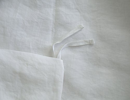 meadow park Stone Washed Linen Duvet Cover Set 3 Pieces, Queen 90 inches x 94 inches, Pillow Shams 20 inches x 26 inches, Ties Closure Style - Corner Ties - Super Soft, White