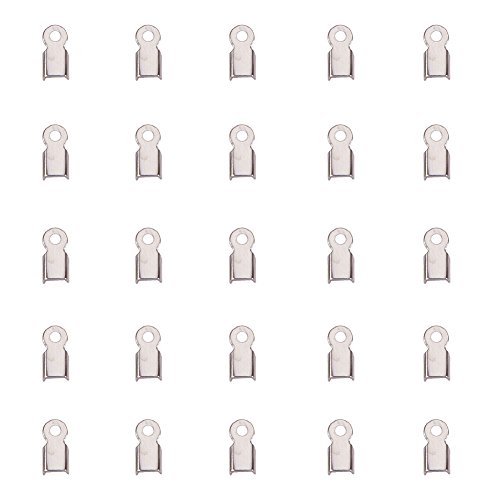 NBEADS 5000 PCS Platinum Color Iron Cord Ends, Fold Over Crimp Cord Tips/ends Terminators End Jewelry Findings Tips for Leather