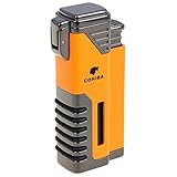 COHIBA Windproof Lighter Gas Lighter Cigarette Lighter Torch Lighter Jet Blue Triple Flame Refillable Inflatable Cigar Lighter D0233