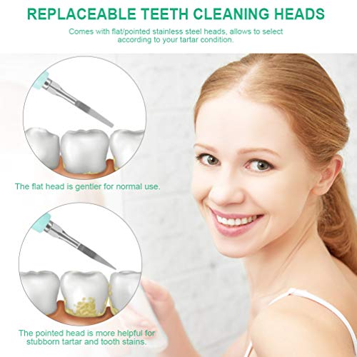 PRETTY SEE Electric Dental Calculus Remover Household Tartar Removal Tool Scraper Toothbrush Teeth Cleaning Tools with 3 Replaceable Cleaning Heads, Blue - Thumbnail 5