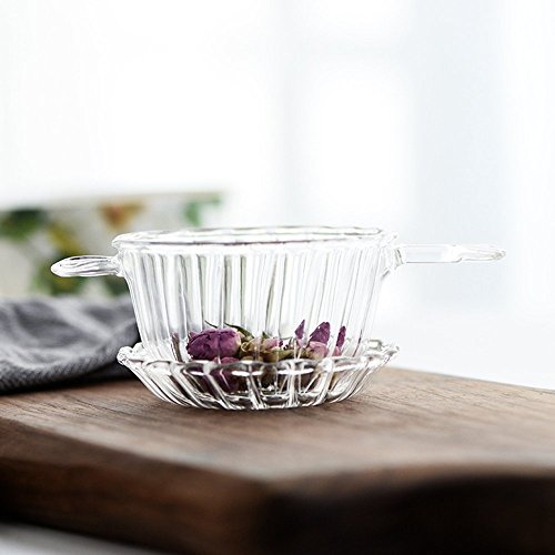 Glass Tea Infuser Safe and Elegant Loose Leaf Tea Filters with Tray for Tea Cups Mugs and Teapots By Mkono - Thumbnail 3