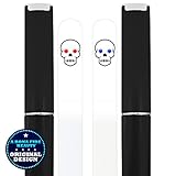 Glass Nail Files by Bona Fide Beauty - 2 Piece Skull Crystal Glass Nail Files with Black Cases - Fingernail Files for Gentle Nail Care - Ideal for Men & Women