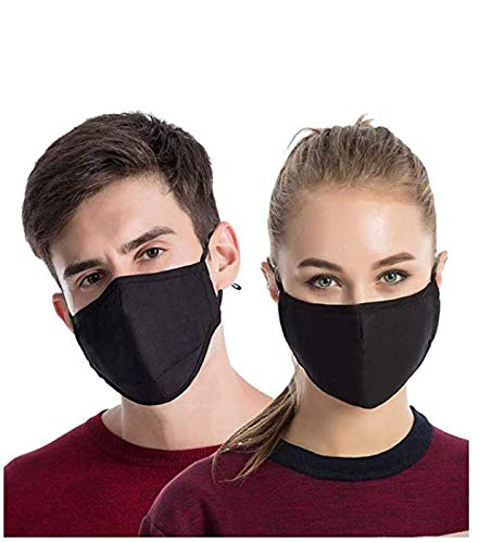 Qchomee 3PCS Dust Masks, Reusable Cotton Gauze Mask Unisex Anti Pollen Mouth Muffle with PM2.5 Activated Carbon Filter Travel Outdoor Cycling Ski Warm Face Mask
