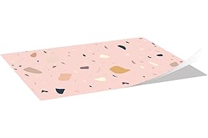 VILLCASE Peel and Stick Terrazzo Wall Sticker for Bathroom and Kitchen, Thick Self-adhesive Pink Floor
