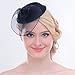 FAYBOX Vintage Mesh Wool Felt Pillbox Flower Women Fascinator Hat Hair Clip BLK