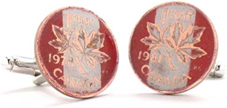 Canada Cufflinks Cuff Links Coins Flag Vintage Style Maple Leaf Hockey