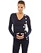 PattyBoutik Mama Cowl Neck Buttons Maternity Tunic Top (Dark Blue XL)