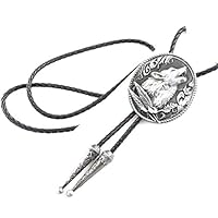 CXYP Howling Wolf Bolo Tie Antique Silver Bolo Tie Western Cowboy Tie (silver)