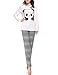 VENTELAN Women's Cute Panda Striped Long Sleeve Autumn Pajama Set Nighty, Medium, White/Black