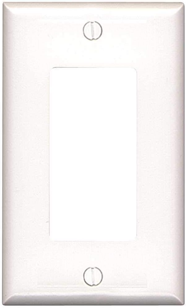 Leviton 80601-W 1-Gang Decora/GFCI Device Wallplate, Midway Size, Thermoset, Device Mount, White - Switch Plates - 