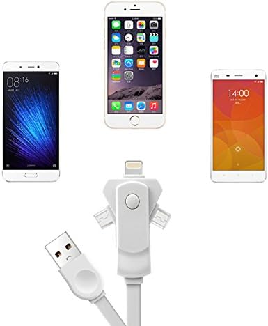 3 in 1 Multi Usb Charger Adapter Charging Cable Connector And Micro USB for iPhone 6 Plus 5 5S 5C iPad 4th Gen Air Mini iPod touch 5th 7th Gen Samsung Galaxy S4 and More (White)