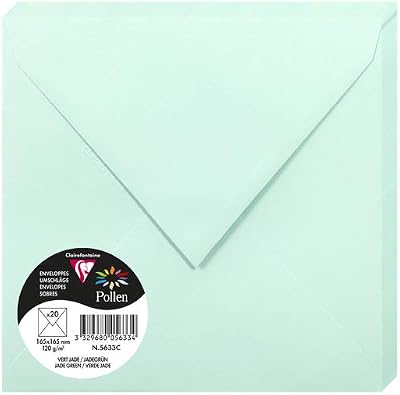 Clairefontaine 5633C Gummed Envelopes 16.5x16.5cm Jade Green Pack of 20