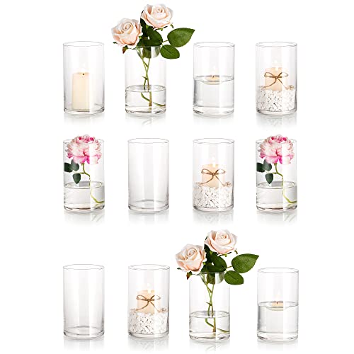 Glass Cylinder Vases Set of 12 - Hewory Tall Round