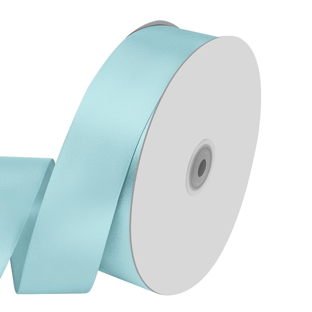 Photo 1 of 1-1/2" Wide x 100 Yards Single Faced Polyester Baby Blue Satin Ribbon, Perfect for Wedding, Gift Wrapping, Bow Making & Other Projects (Baby Blue)
