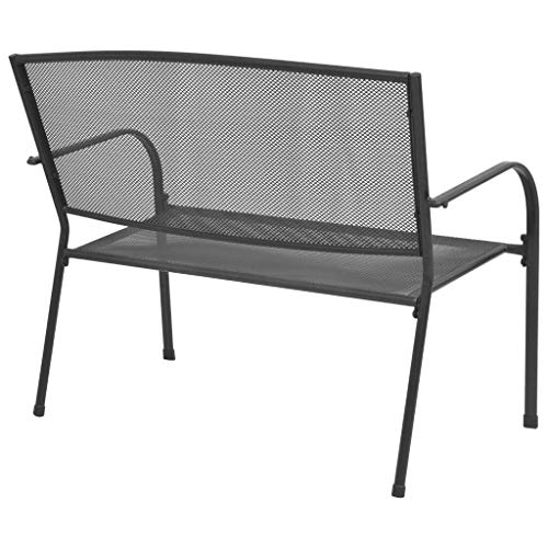 vidaXL Gartenbank Armlehne 108cm Streckmetall Metallbank Sitzbank Parkbank – Bild 3