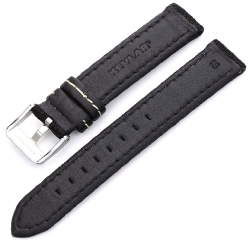 Hadley-Roma Men's MSM848RT 180 18-mm Black Genuine 'Kevlar' with Off-White Stitching Watch Strap