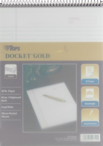 Tops Docket Gold Project Planner, 8-1/2" x 11-3/4", Top-Wire Bound, Project Rule, Poly Cover, 70 Sheets (99710) - White