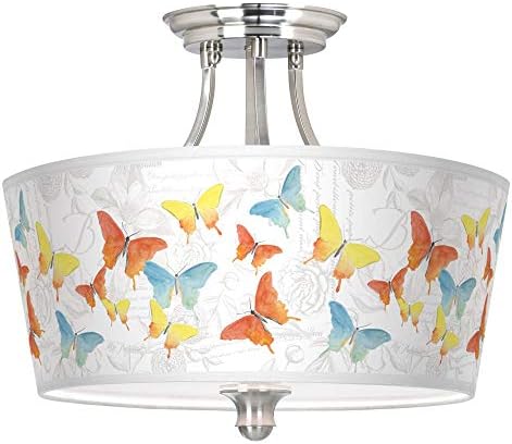 Pastel Butterflies Tapered Drum Giclee Ceiling Light - Giclee Gallery