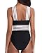 Holipick Women 1 Piece Sexy See Through Mesh Front Criss Cross Color Block Padded Monokini Swimsuit Black L