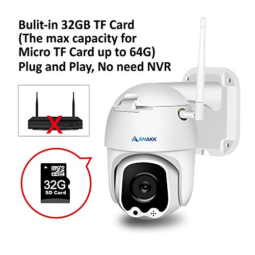 Anakk Wireless WiFi Security Camera 1080P Pan & Tilt Indoor & Outdoor IP66 Waterproof 2 Way Audio Night Vision Remote View Motion Detection Alert 32G SD Card Pre-Installed for Home & Business - Thumbnail 4