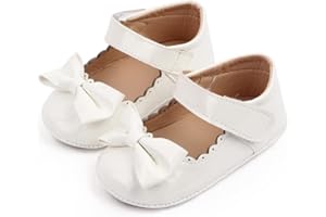 CLOUCKY Baby Girls Rubber Sole Mary Jane Flats Toddler Dress First Walkers Shoes