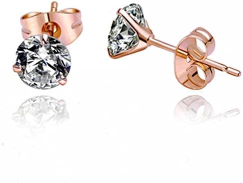 Simple Pretty 18k White/rose Gold Plated Cz Swarovski Crystal Earrings Pierced Eardrop Stud Engagement Jewelry Valentine's Day Gift E456(rose gold)