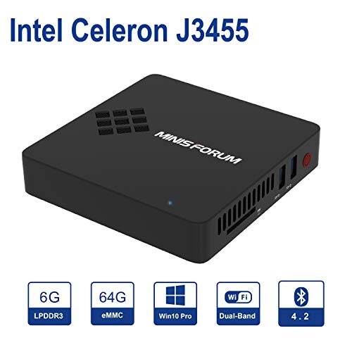 GN34 Mini PC Intel Celeron Apollo Lake J3455, 6GB DDR3/64GB eMMC Windows 10 Desktop Mini Computer, HDMI&VGA 4K HD Graphics, Gigabit Ethernet, Dual Band Wi-Fi, USB 3.0