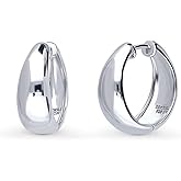 BERRICLE Sterling Silver CZ Dome Fashion Hoop Huggie Earrings for Women, Cubic Zirconia, Rose/Yellow Gold Flashed, Small/Medium Size (0.5-1 Inch)