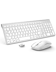 Wireless Keyboard and Mouse Combo,JOYACCESS USB Slim Wireless Keyboard Mouse with Numeric Keypad Compatible with iMac Mac PC Laptop Tablet Computer Windows (Silver White)