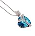 “Rose Heart” Heart Shape Elegant Pendant Necklace Made with Swarovski Crystal (blue)