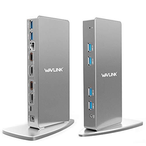 WAVLINK USB3.0 Dual 4K Laptop Docking Station, USB C to Single 5K60Hz