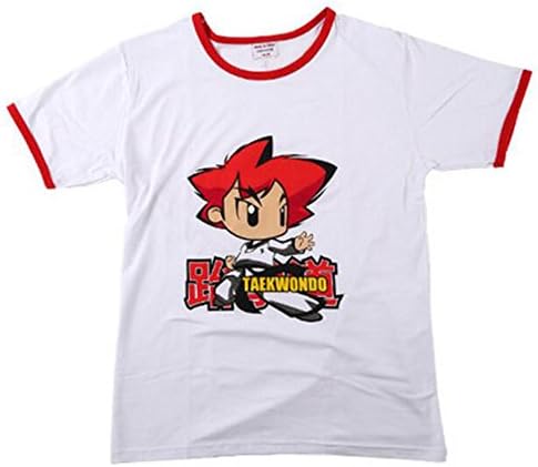 KIDS TAEKWONDO TRAINING CLOTHES T-SHIRT COTTON-DACRON RED M