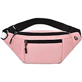 Crossbody Fanny Pack for Men Women, Fashion Waist Bag Pack with Adjustable Strap for Outdoors, Casual Belt Bag for Travel Walking Running(Pink)