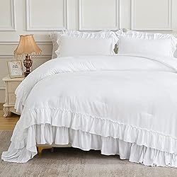 Andency White Comforter Set Queen Size, Lightweight