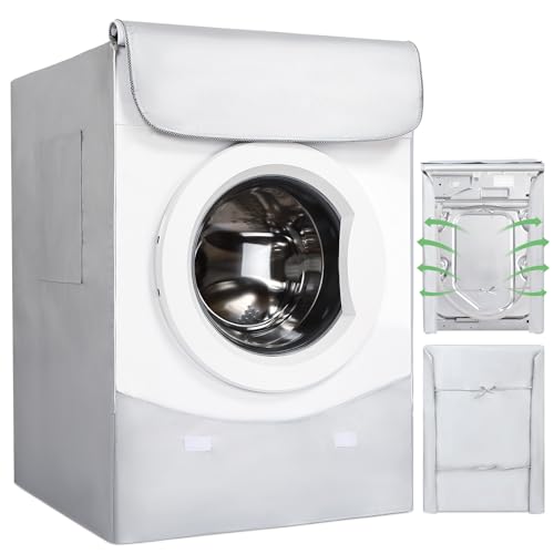 HAUSPROFI Washing Machine Cover for Outdoors – Best Thickness for Washing Machines and Dryers – Waterproof Washing Machine Cover with Silver Sun Protection – 60 x 64 x 85 cm