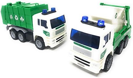 Two Friction Powered Garbage Dumping Truck Toy Purifier Recycle Wheels With Light And Sound