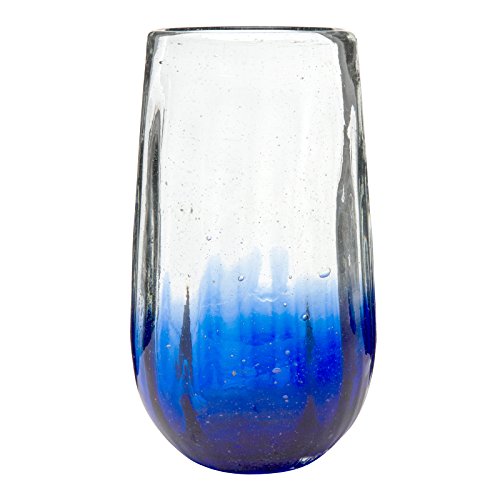 Amici Home, 7MCR068S6R, Rosa Hiball Drinking Glass, Translucent Cobalt Ombre, Recycled Handblown Artisanal Mexican Tabletop Glassware, 20 Ounce Capacity, Set of 6